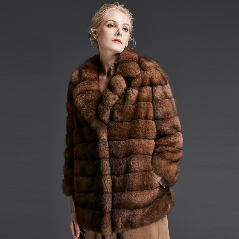 Muni MNHM GROUP Imports Canadian Sable Fur Coat Women's Middle School Long Edition Light Luxury Sable Fur Coat