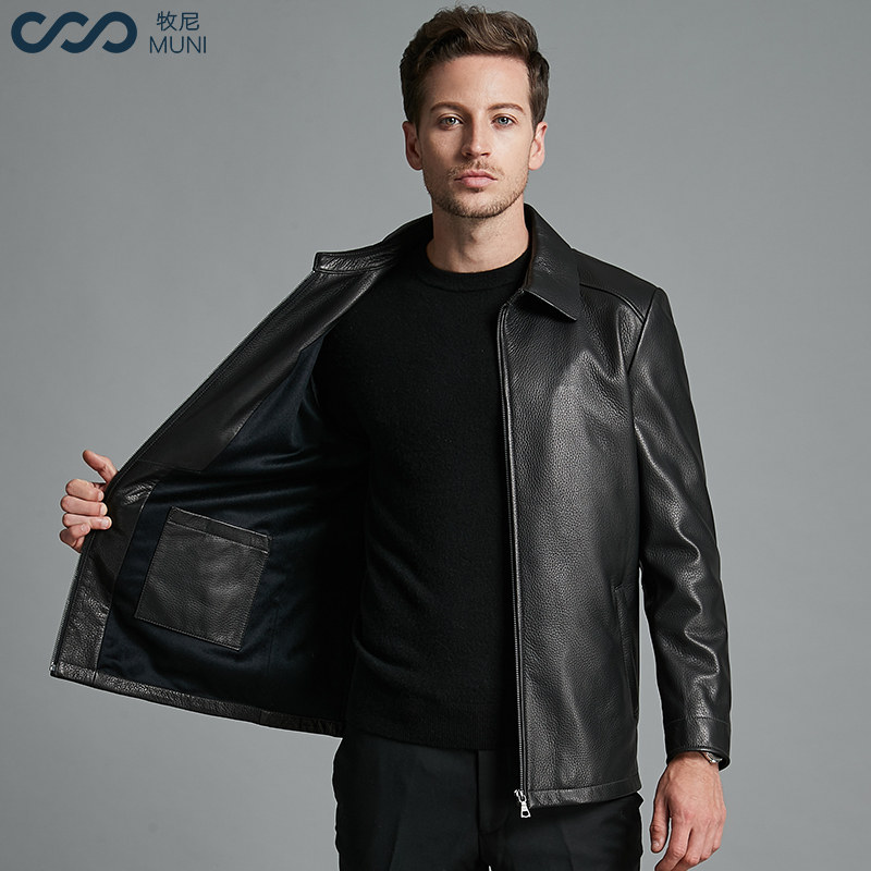 Hunny Muni New Zealand imported deer fur coat men's leather leather tip jacket light luxury luxury suit