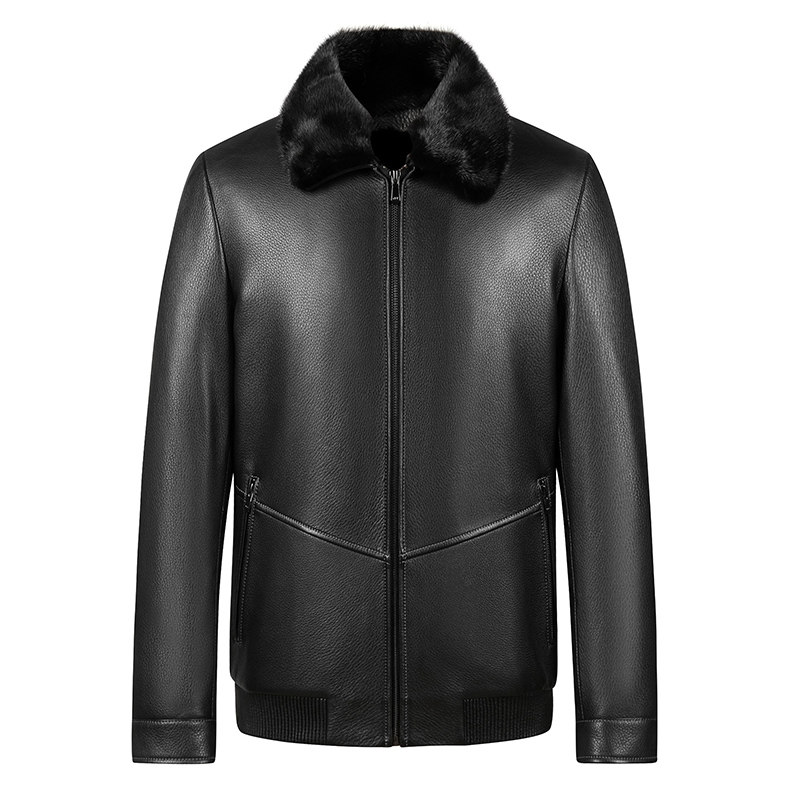 Shepherd New Zealand imported deer skin leather clothing men's genuine leather treasure caramelle fur integrated light and luxurious fur coats