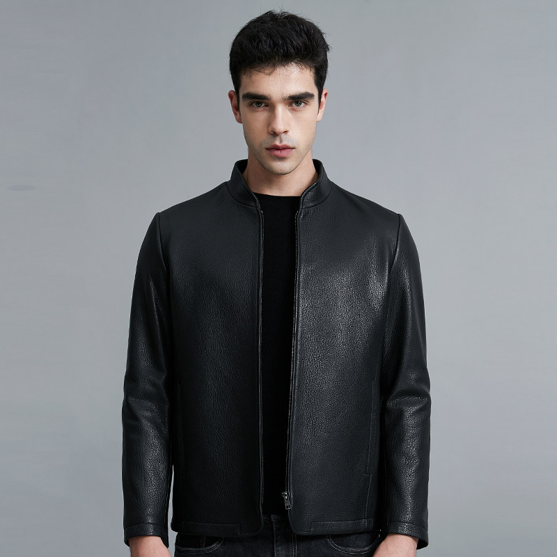 Shepherd Light Lavish Genuine Leather Leather Clothing Men's New Chinese Neckline Short locomotive leather jacket upscale men's clothing casual jacket