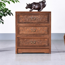 Chicken winged Wood three-bucket cabinet mahogany furniture bedroom antique drawer cabinet Chinese solid wood storage cabinet log lockers
