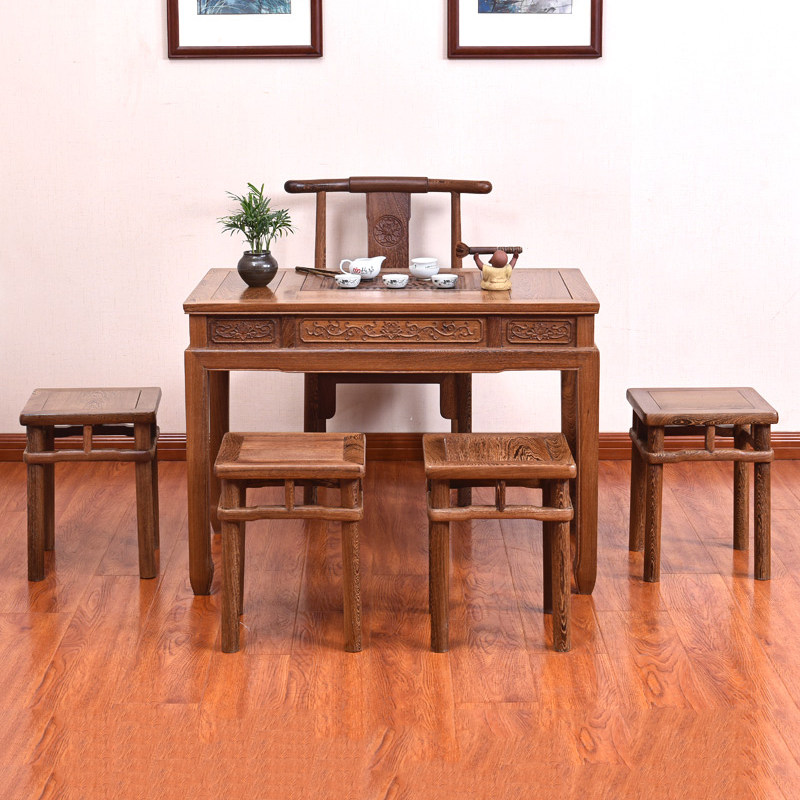 Mahogany furniture chicken wings wood tea table and chair combination all solid wood tea table home tea art table small tea table kung fu tea table