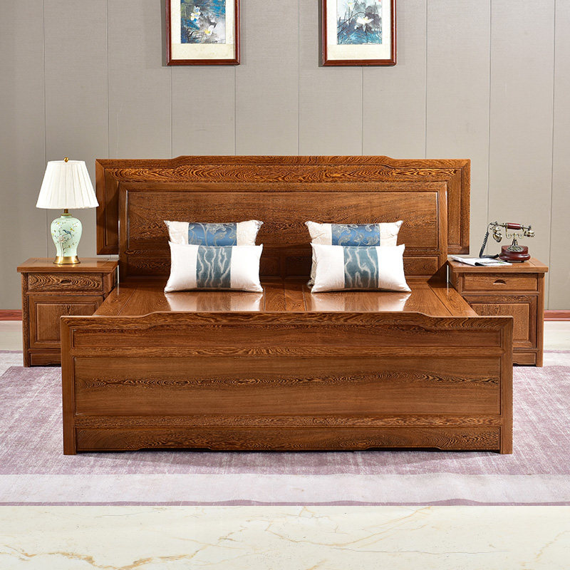 Red Wood Furniture Double Man Bed Chicken Wings Wood Bed 1 8 m New Chinese Wedding Bed 1 5 Main Bedroom Containing Bed Full Solid Wood Bed