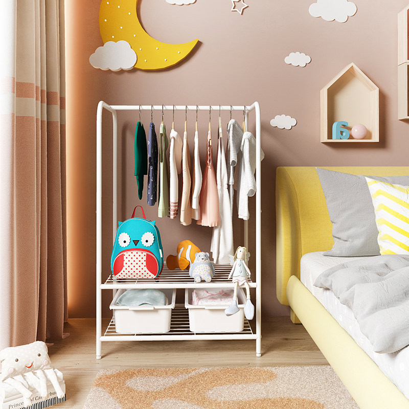 Children's hangers floor-to-ceiling home baby bedroom hangers Baby clothes storage and drying multi-purpose shelves