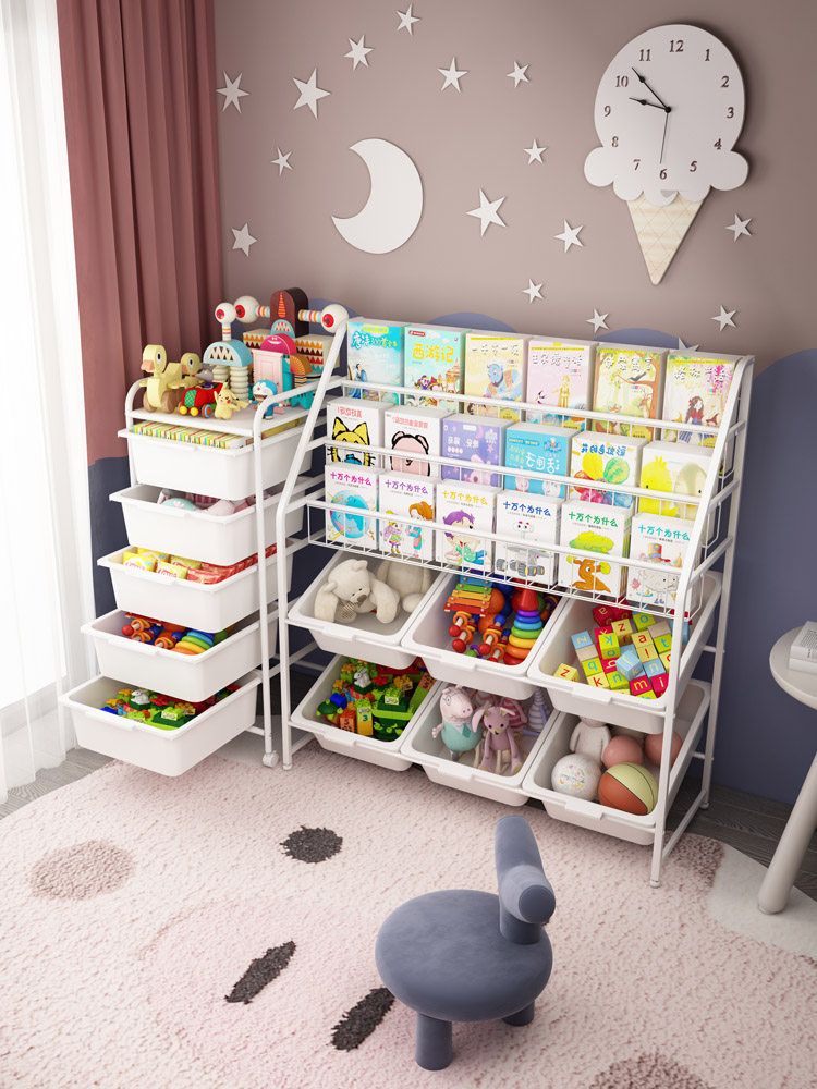 Children's bookshelf Household toy storage and finishing Toddler baby picture book floor-to-ceiling multi-layer storage cabinet simple shelf