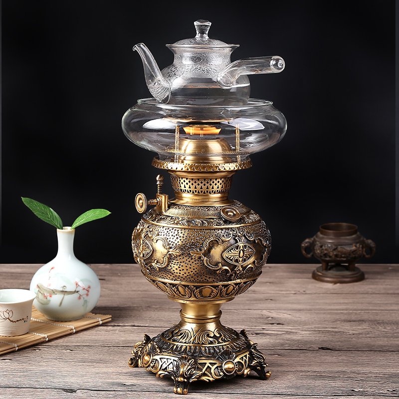 Jindong Yipin kerosene lamp air lamp tea stove Chinese style Chaoshan retro tea set boiling water tea stove copper oil lamp