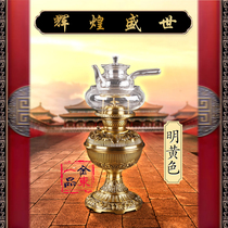Pingming set kerosene lamp air lamp pure copper Chinese style Chaoshan retro tea set boiled water Tea lamp kung fu tea