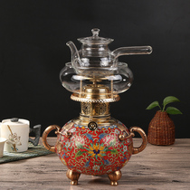 Cloisonne kerosene lamp air lamp pure copper Chaoshan Chinese tea set health boiling water brewing tea lamp stove coffee