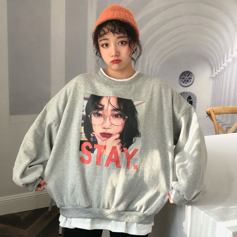 waitmore卫衣女秋冬ins宽松韩版bf慵懒...