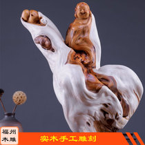  Wood carving root carving decoration factory Guanyin Maitreya statue carving Guan Gong dragon and Phoenix Taihang cliff Cypress character Living room Handicraft landscape