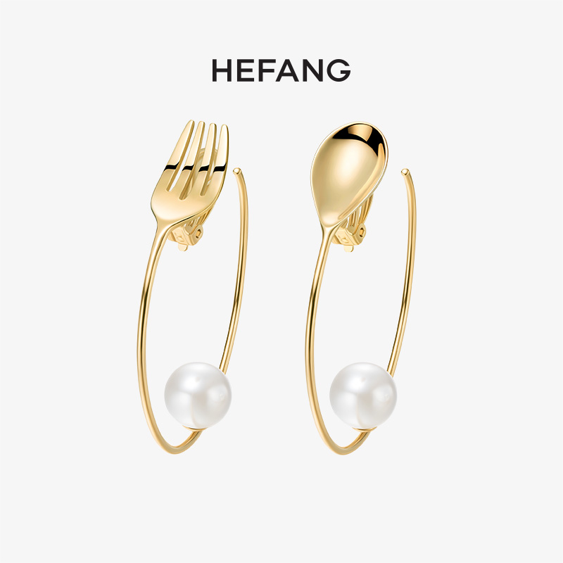 HEFANG Where Jewelry Cutlery Cutlery Round Ear Clip 925 Pure Silver Female Retro Atmospheric Quality No Earle Pendant Trinket