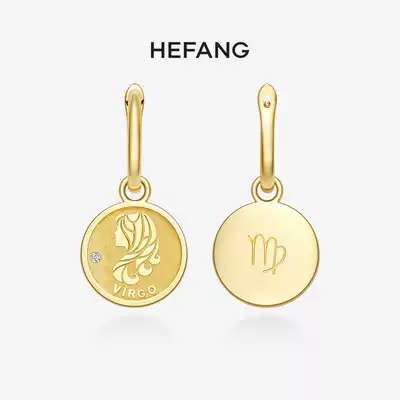 HEFANG He Fang jewelry Constellation gold coin earrings Liu Yuxin with 925 sterling silver women temperament earrings ear needle