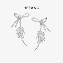 HEFANG He Fang Jewelry Ribbon Wheat Spike Earrings 925 Sterling Silver Women Long Pendant Temperament Advanced Sense Earrings