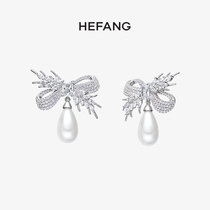 HEFANG He Fang jewelry bow wheat ear earrings Xu Mengjie same high-grade light luxury earrings ear jewelry