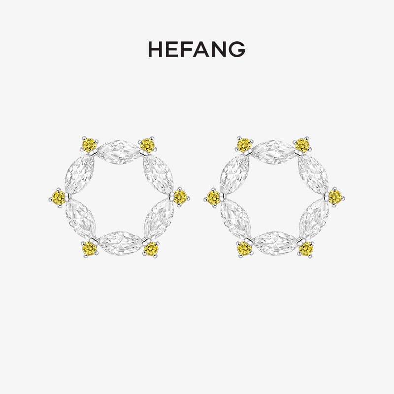 HEFANG wedding jewelry Rose flower window ear needles Bridal wedding wedding super fairy personality ins earrings ear jewelry