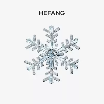 HEFANG gold jewelry snowflake brooch Wang Xi Hu Ge same 925 sterling silver female high-end badge corsage accessories