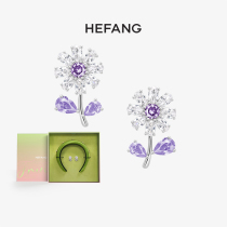 HEFANG He Fang jewelry small flower earrings High sense light luxury designer new earrings ear clip without ear hole