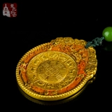 Qinghai〓master〓papada padmasambhava pure медная позолоченная рука девять дворцов и восемь зеркал триграммы девять дворцов и восемь карт триграммы