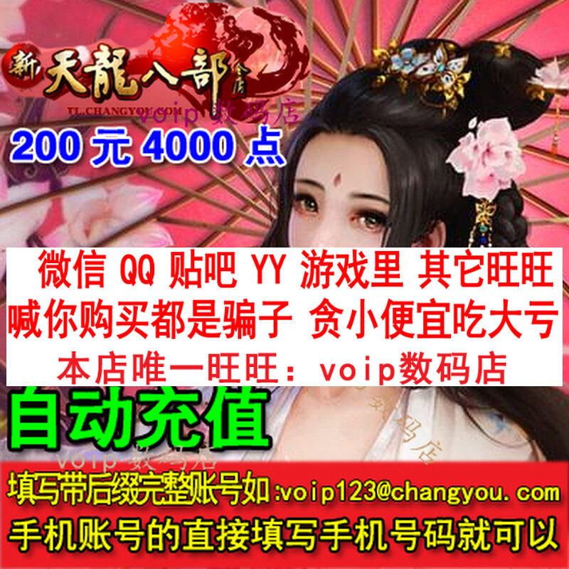 Anti-scam Sohu bestseller New Tianlong Eight Classic Edition RMB200  4000 Points Number Card 8000 Yuan Bao Automatic recharge