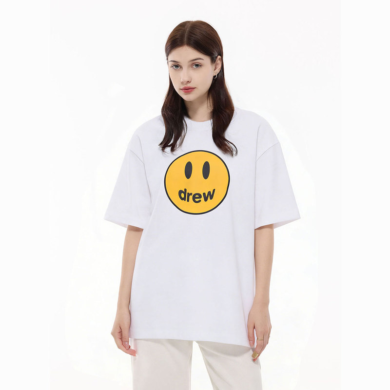 Authentic Drew Smiley Face T-Shirt Justin Bieber Casual American Style Loose Simple Short-Sleeved Top Unisex Trendy Brand Authentic Drew Smiley Face T-Shirt Justin Bieber Casual American Style Loose Simple Short-Sleeved Top Unisex Trendy Brand
