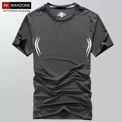 Summer stretch fast clothes men outdoor running sport breathable short sleeve T-shirt Ice Silk Loose ultra-thin fitness clothes