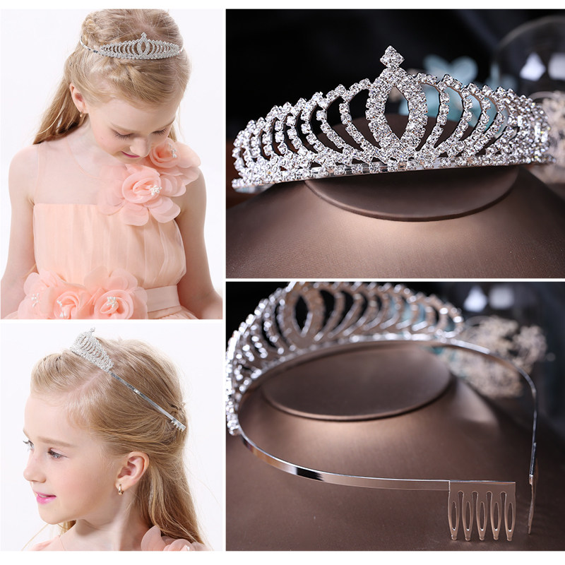 Princess crown headdress hairpin student rhinestone hair hoop comb Japanese and Korean children's crown girl show dance jewelry