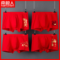 Antarctic people this year of life red red underwear men married festive lucky four-pointed boxer shorts mens shorts SP