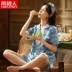 Áo thun lụa nữ Nam Cực Net Red Thin 2021 Mùa hè ngắn tay Quần short Hai mảnh Set Ice Silk Dịch vụ tại nhà Mk Bộ Pajama