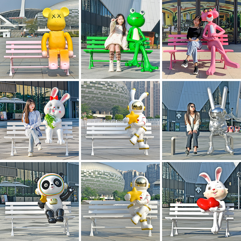 Fiberglass Cartoon Animal Seating Sculpture Outdoor Leisure Park Chair Kindergarten Forest Scenic Area Shopping Mall Display Decoration