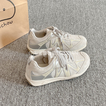 Lulu egg retro niche non-colliding style plus velvet sneakers for women 2025 new spring, autumn and winter thick-soled white casual trend