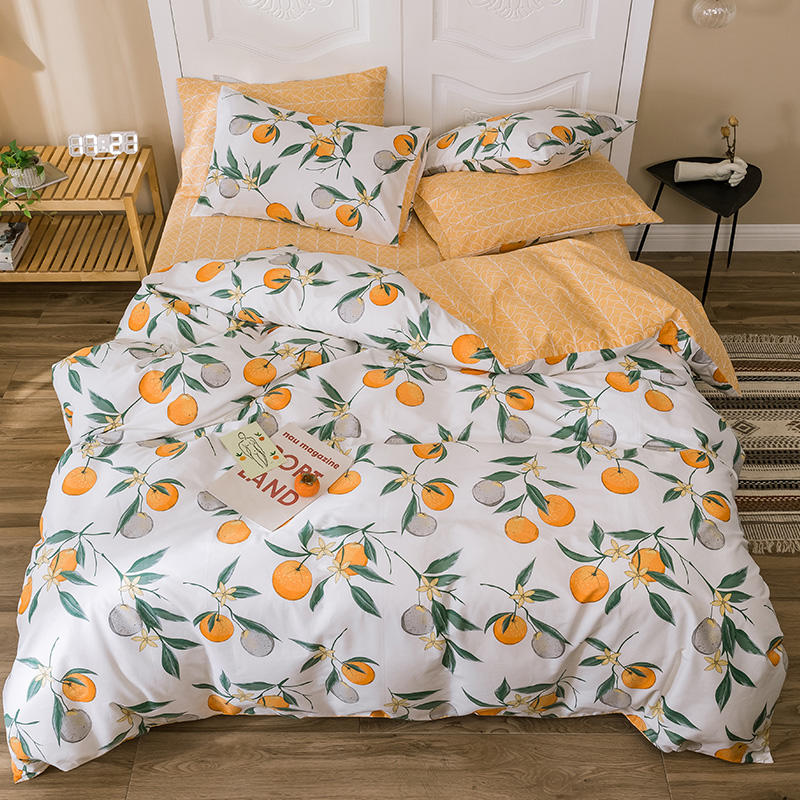 Small fresh ins wind cotton pure cotton four-piece 4-piece set sheet quilt single double dormitory girl heart princess