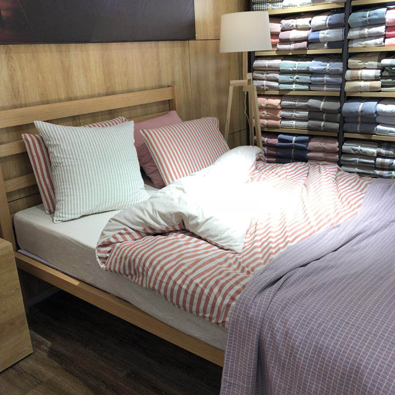 Tianzhu cotton four-piece set cotton knitted cotton bedding Pure cotton quilt cover bed sheet 4-piece set bed Li style bed pack set