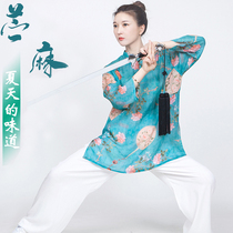 Xiaohe Mountain Taijifu Women's Summer 2021 New High-grade Elegant Thin Middle Sleeve Taijiquan Training Clothing Day tq