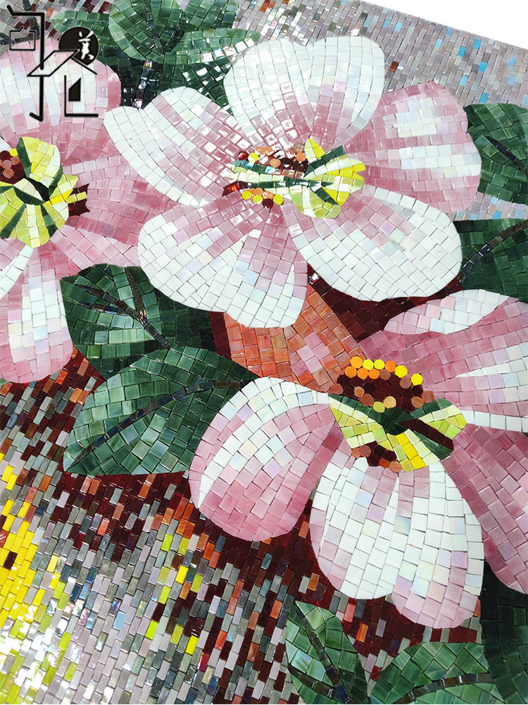 Mosaic background wall Entrance Modern simple glass parquet puzzle Living room Lobby Dining room Bathroom Self-adhesive mural