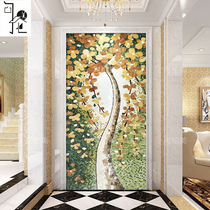 Fortune tree mosaic natural marble puzzle mosaic porch living room Nordic mural art collage background wall