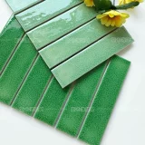 Длинная полоса керамическая мозаичная плитка ретро зеленый ледяной треск на стенах ванная плитка синяя полоса