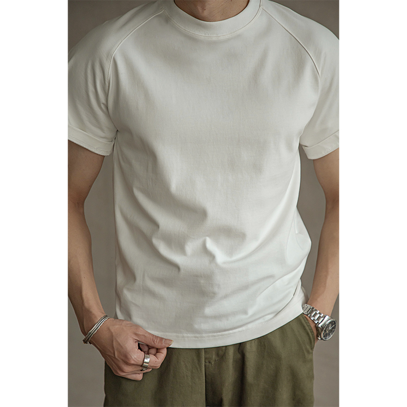 Well-Edged American Retro 300g Heavy Pound Round Collar Pure Cotton T-shirt Short Sleeve Loose Beat Undershirt Hard Hankah Boobao-Taobao