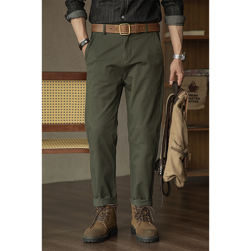 Wuren Amei カーキ ヘビーアーミーグリーン og107 オーバーオール ゆったり アメリカンレトロ ウォッシュド チノパンツ メンズ 秋冬