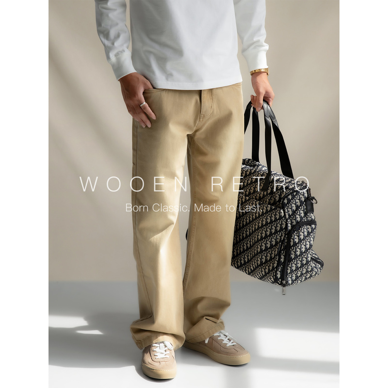 [High-End Lyocell Cotton] 14oz Right Bias Warp Bamboo Denim Enzyme Wash Standard Five-Pocket Jeans for Men