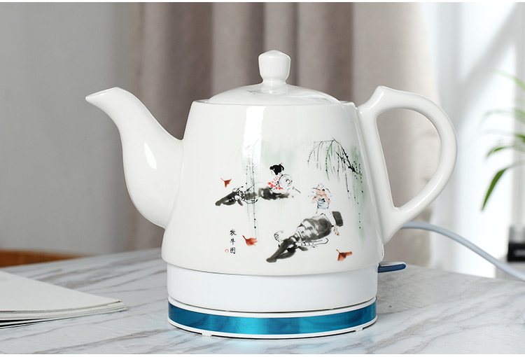 am sieu toc braun Jingdezhen ấm đun nước gốm sứ màu xanh và trắng tự động tắt nguồn ấm đun nước bằng sứ nhỏ ấm trà chống khô - ấm đun nước điện ấm siêu tốc sunhouse