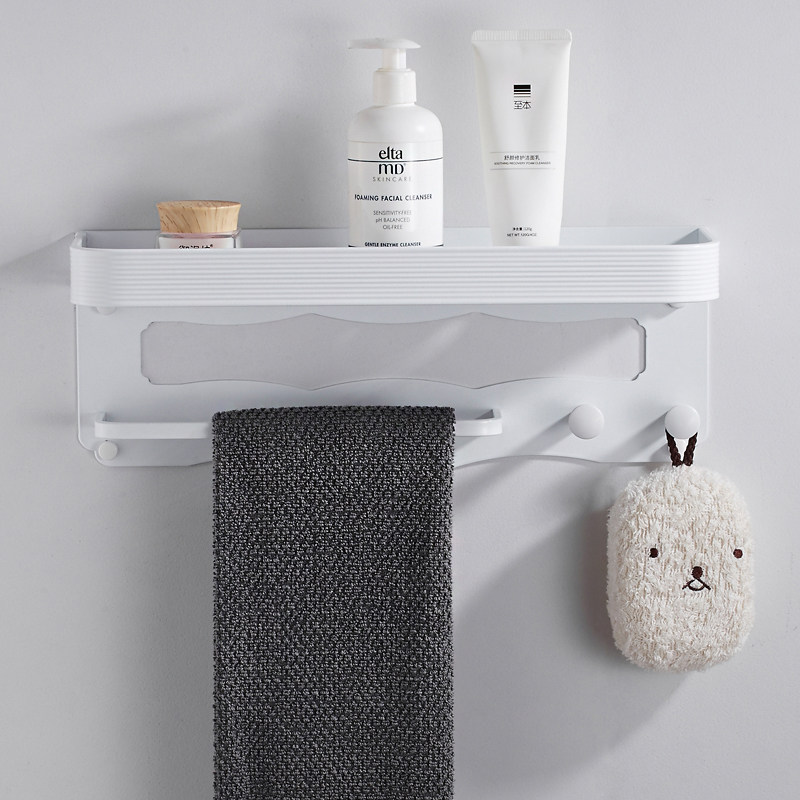 Nordic white ins bathroom shelf Hand toilet sink Towel storage rack Free hole under the mirror