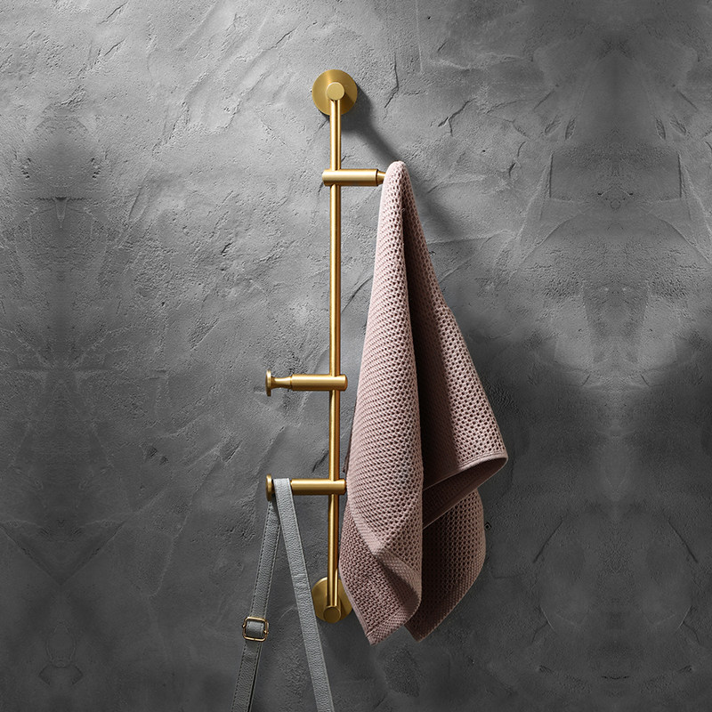 Light luxury brass brushed bedroom bathroom storage row hook Wall-mounted entrance coat hook bathroom towel hook gold hook