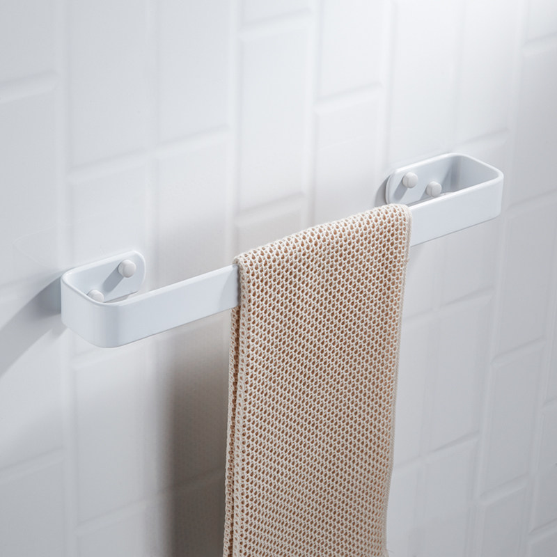 Nordic white towel rack punch-free bathroom towel bar powder room space aluminum towel hanging wall-mounted single-bar horizontal bar
