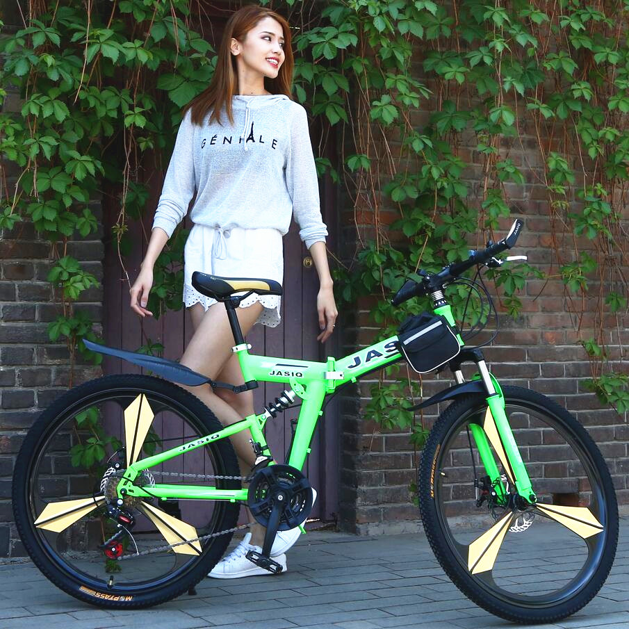 Folded bicycle aluminum alloy soft tail frame all terrain double earthquake absorption cross - country wheel mountain car male and female models