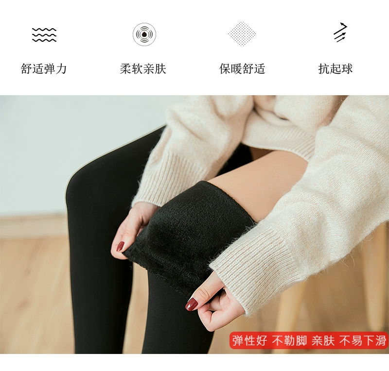 2 đôi vớ dài nữ mùa đông vớ đầu gối đặt vớ đầu gối và vớ nhung cao cashmere dày tuyết dày màu đen vớ nam xuất khẩu