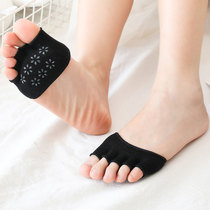 2 pairs of five-finger socks for women with shallow mouth thin cotton invisible socks padded silicone non-slip half-palm half-finger high-heeled shoes sock covers