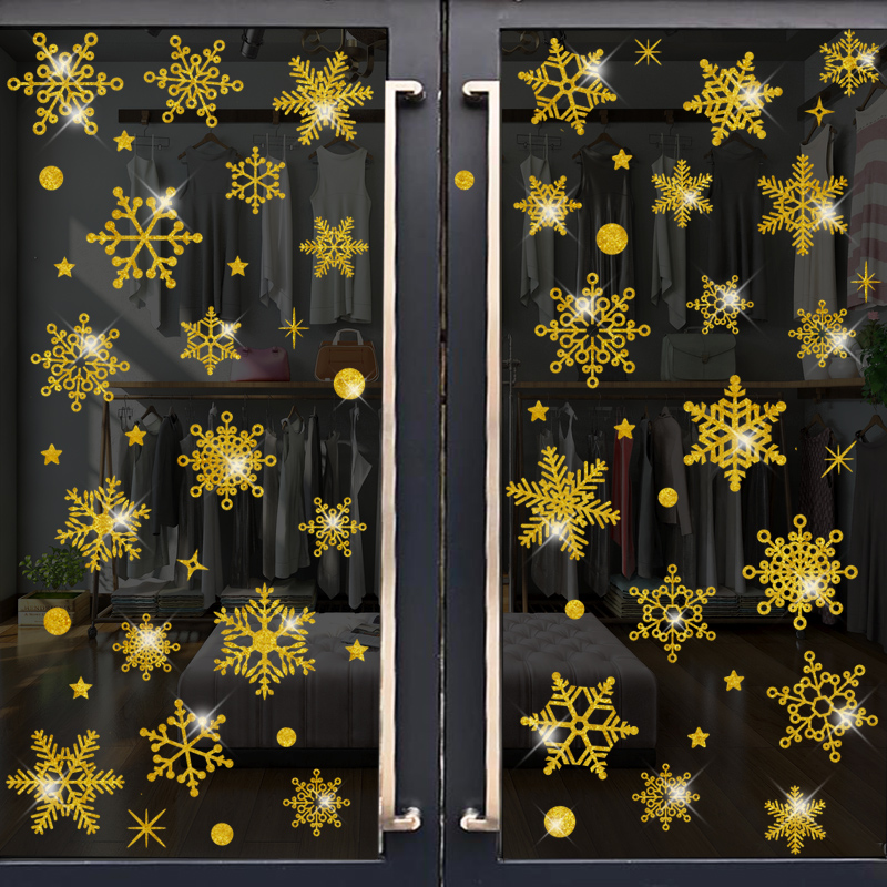 New Year Christmas decorations stickers dining room mall door stickers Christmas window glass stickers white snowflake wall stickers