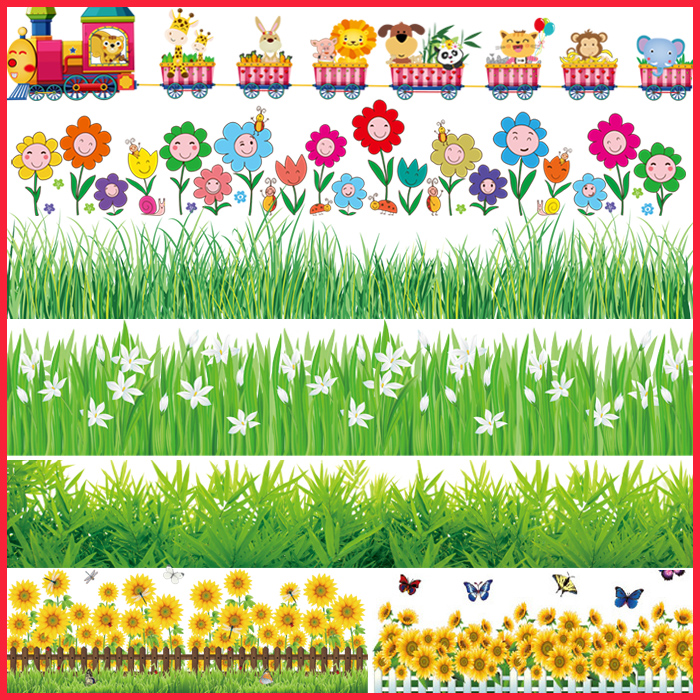 Large number of skirting boards wall stickers with cartoon fresh bedroom living room Children's room Kindergarten decorations can remove wall stickers