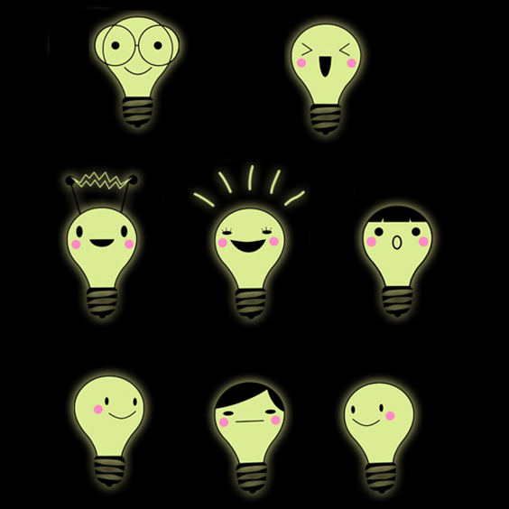8 small light bulb luminous stickers removable for children's student room decoration luminous fluorescent sticker wall stickers self-adhesive