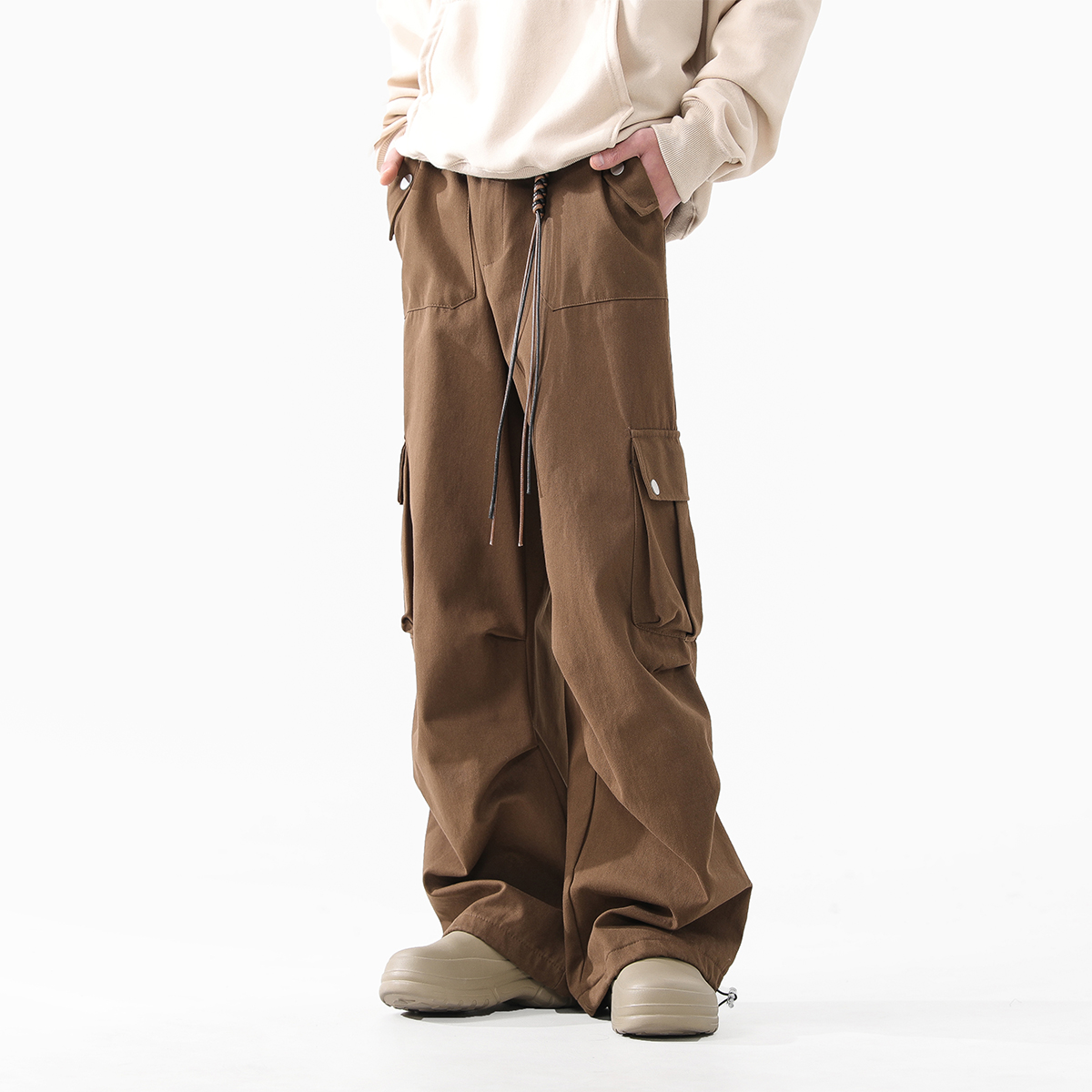 BLANKIN メイラード クリーンフィット パラシュート オーバーオール メンズ トレンディ ブランド ルーズ ワイドレッグ ストレート パンツ